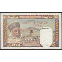 Algérie - Pick 85_2 - 100 francs - Série Y.2809 - 23/05/1945 - Etat : TTB