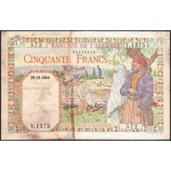 Algérie - Pick 87_2 - 50 francs - Série Y.1375 - 29/11/1944 - Etat : TB-
