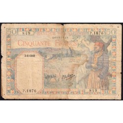 Algérie - Pick 87_2 - 50 francs - Série P.1876 - 01/03/1945 - Etat : B-