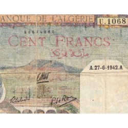 Algérie - Pick 88 - 100 francs - Série U.1068 - 02/11/1942 - Etat : TB-