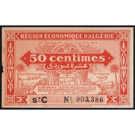 Algérie - Pick 97a - 50 centimes - Série C - 31/01/1944 - Etat : TTB-