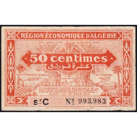 Algérie - Pick 97a - 50 centimes - Série C - 31/01/1944 - Etat : TB