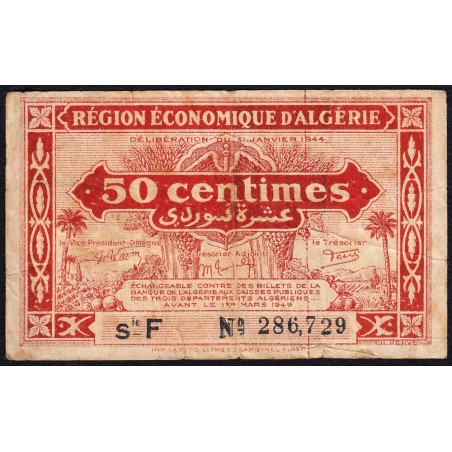 Algérie - Pick 97b - 50 centimes - Série F - 31/01/1944 - Etat : TB-