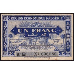 Algérie - Pick 98a - 1 franc - Série B - 31/01/1944 - Etat : TB