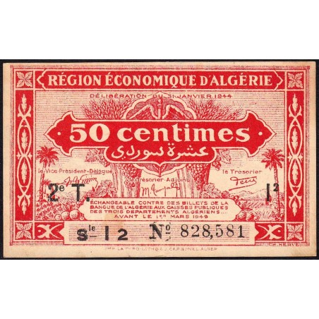 Algérie - Pick 100 - 50 centimes - Série I2 - 31/01/1944 - Etat : SPL