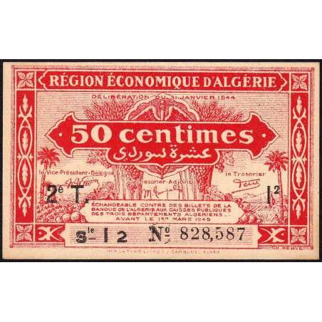 Algérie - Pick 100 - 50 centimes - Série I2 - 31/01/1944 - Etat : SPL
