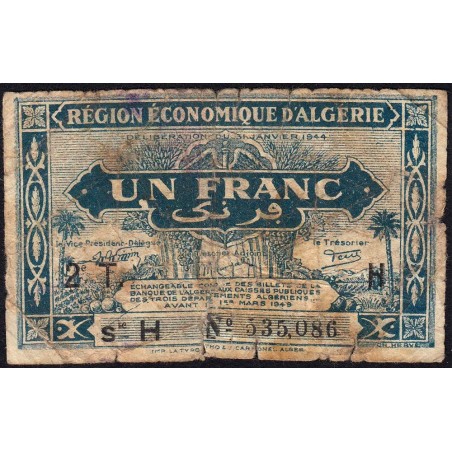 Algérie - Pick 101 - 1 franc - Série H - 31/01/1944 - Etat : B-