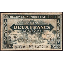 Algérie - Pick 102 - 2 franc - Série G2 - 31/01/1944 - Etat : TB
