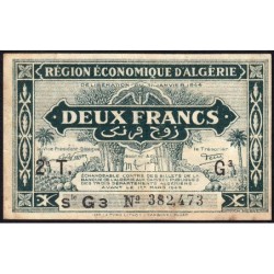 Algérie - Pick 102 - 2 franc - Série G3 - 31/01/1944 - Etat : TTB-