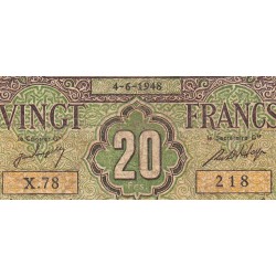 Algérie - Pick 103 - 20 francs - Série X.78 - 04/06/1948 - Etat : B+ à TB-