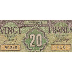 Algérie - Pick 103 - 20 francs - Série W.248 (remplacement) - 04/06/1948 - Etat : B+ à TB-