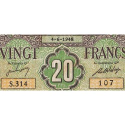 Algérie - Pick 103 - 20 francs - Série S.314 - 04/06/1948 - Etat : TB à TB+