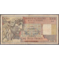 Algérie - Pick 109b - 5'000 francs - Série T.856 - 25/10/1951 - Etat : B+