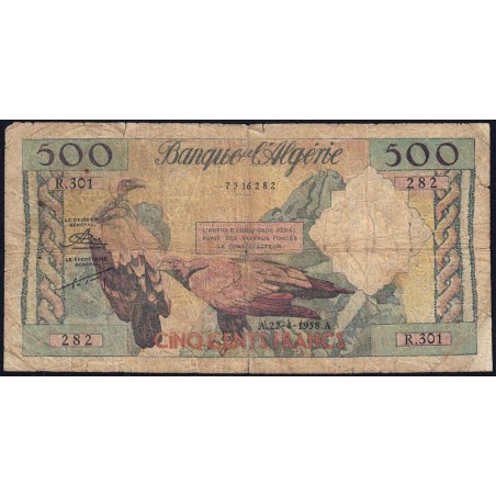 Algérie - Pick 117 - 500 francs - Série R.301 - 22/04/1958 - Etat : B-