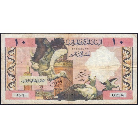 Algérie - Pick 123b - 10 dinars - Série O.2136 - 01/01/1964 - Etat : TB-