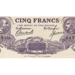 Martinique - Pick 6_3 - 5 francs - Série F.370 - 1945 - Etat : SUP
