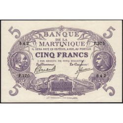 Martinique - Pick 6_3 - 5 francs - Série F.370 - 1945 - Etat : SUP+