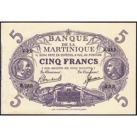 Martinique - Pick 6_3 - 5 francs - Série H.383 - 1945 - Etat : TTB+