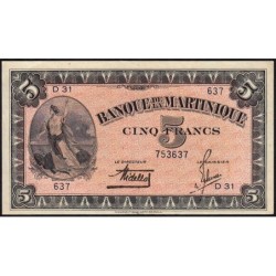 Martinique - Pick 16_1 - 5 francs - Série D 31 - 1942 - Etat : pr.SPL