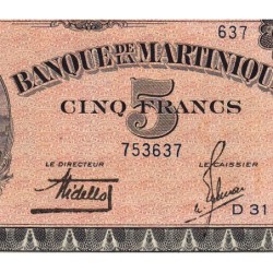 Martinique - Pick 16_1 - 5 francs - Série D 31 - 1942 - Etat : pr.SPL