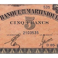 Martinique - Pick 16_2b - 5 francs - Série D 85 - 1944 - Etat : SUP+