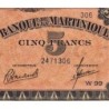 Martinique - Pick 16_3 - 5 francs - Série W 99 (remplacement) - 1945 - Etat : SPL