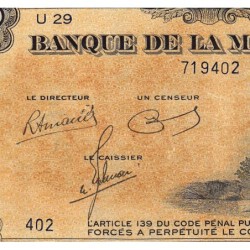 Martinique - Pick 17_3 - 25 francs - Série U 29 - 1945 - Etat : TTB+ à SUP