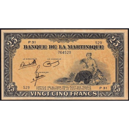 Martinique - Pick 17_3 - 25 francs - Série P 31 - 1945 - Etat : SUP+