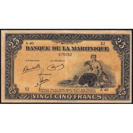 Martinique - Pick 17_3 - 25 francs - Série A 40 - 1945 - Etat : pr.SPL