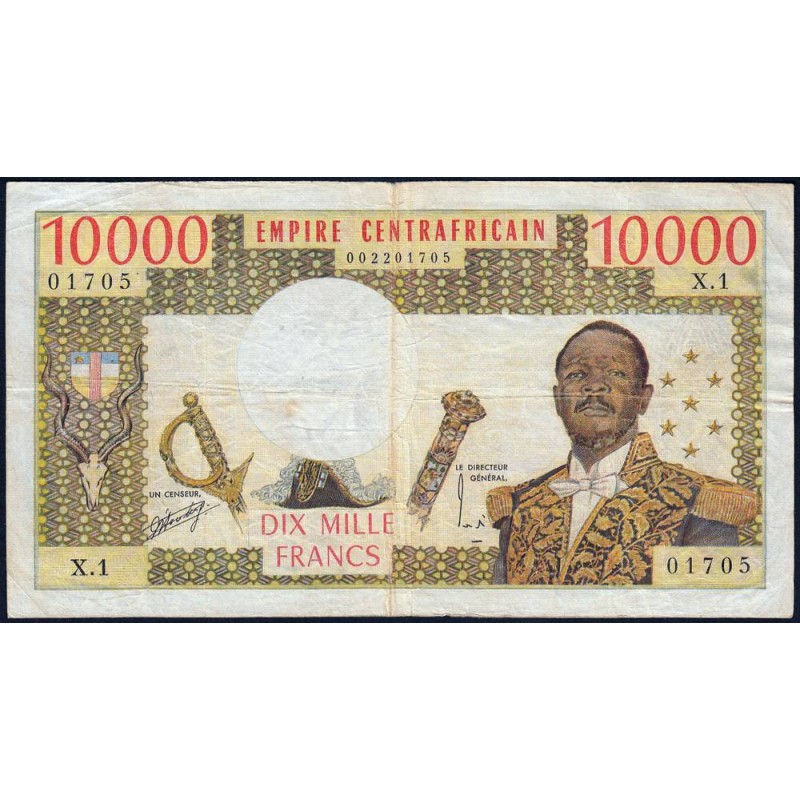 Centrafrique - Pick 8 - 10'000 francs - Série X.1 - 1978 - Etat : TB+