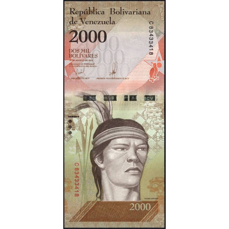Venezuela - Pick 96b - 2'000 bolivares - Série C - 18/08/2016 - Etat : NEUF