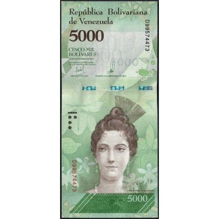 Venezuela - Pick 97c - 5'000 bolivares - Série D - 13/12/2017 - Etat : NEUF