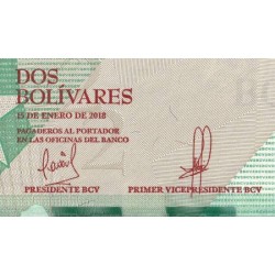Venezuela - Pick 101 - 2 bolivares - Série D - 15/01/2018 - Etat : NEUF
