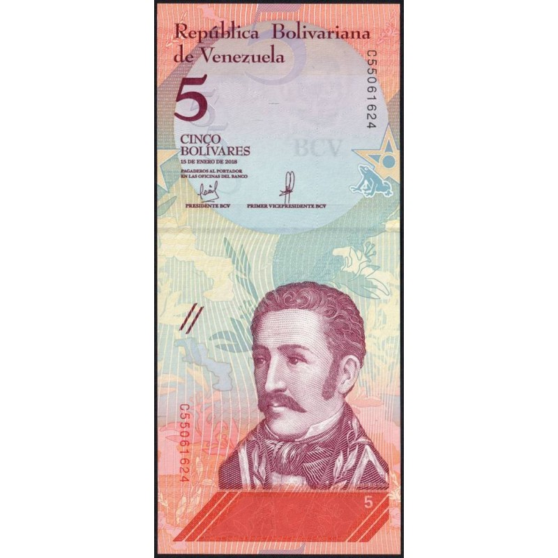 Venezuela - Pick 102 - 5 bolivares - Série C - 15/01/2018 - Etat : NEUF