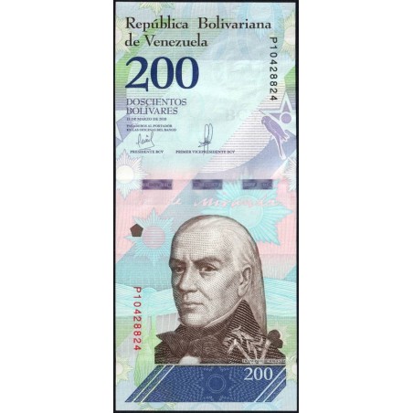 Venezuela - Pick 107b - 200 bolivares - Série P - 13/03/2018 - Etat : NEUF