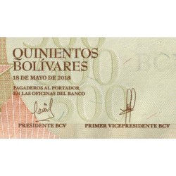 Venezuela - Pick 108b - 500 bolivares - Série P - 18/05/2018 - Etat : NEUF