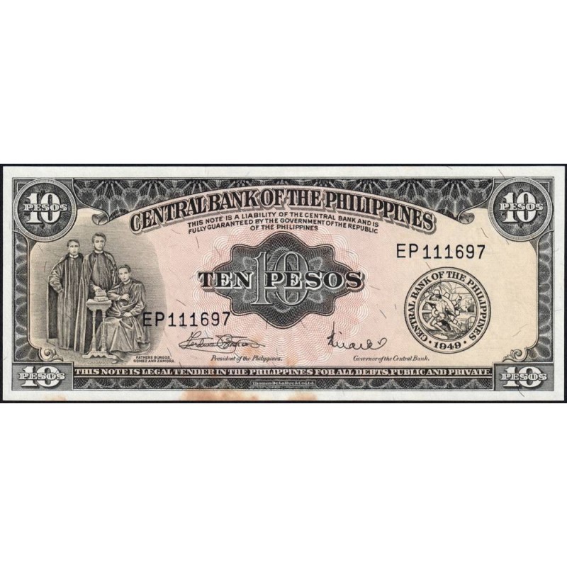 Philippines - Pick 136f - 10 pesos - Série EP - 1949 (1971) - Etat : SUP