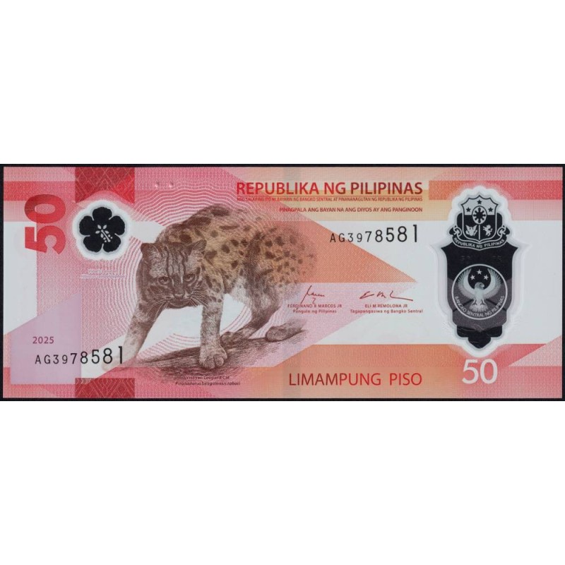 Philippines - Pick 237b - 50 piso - Série AG - 2025 - Polymère - Etat : NEUF