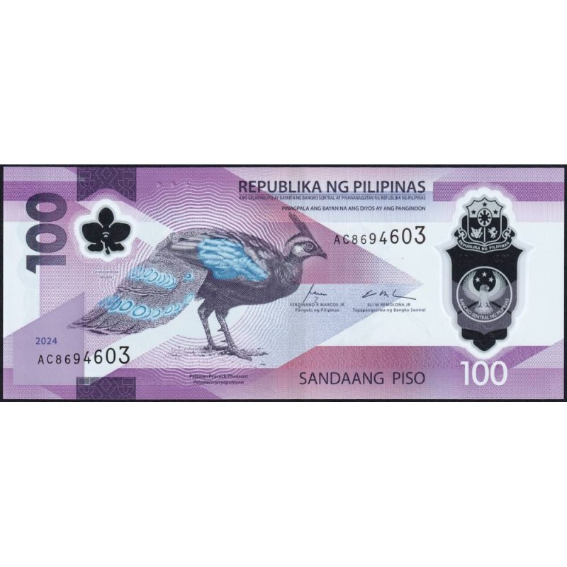 Philippines - Pick 238a - 100 piso - Série AC - 2024 - Polymère - Etat : NEUF