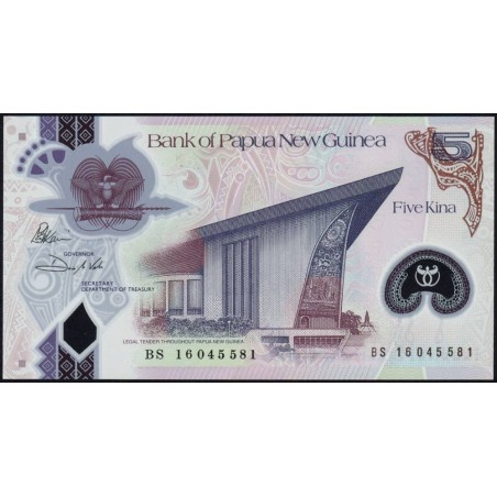 Papouasie Nouvelle-Guinée - Pick 51a - 5 kina - Série BS - 2016 - Polymère - Etat : NEUF