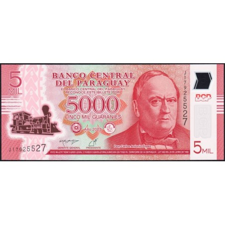 Paraguay - Pick 234d - 5'000 guaranies - Série J - 2022 - Polymère - Etat : NEUF
