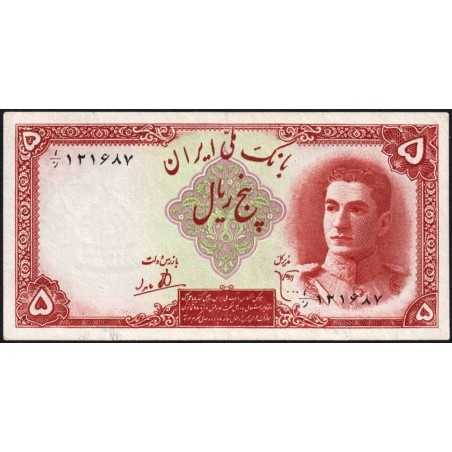 Iran - Pick 39 - 5 rials - Série ‭ ا /ز - 1944 - Etat : TTB+