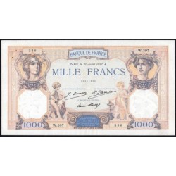 F 37-01 - 21/07/1927 - 1000 francs - Cérès et Mercure - Série W.397 (remplacement) - Etat : TTB+