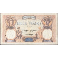 F 37-01 - 09/09/1927 - 1000 francs - Cérès et Mercure - Série Y.521 - Etat : TB-