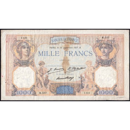F 37-01 - 23/09/1927 - 1000 francs - Cérès et Mercure - Série M.557 - Etat : B+