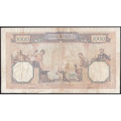 F 37-01 - 10/11/1927 - 1000 francs - Cérès et Mercure - Série Q.673 - Etat : TB