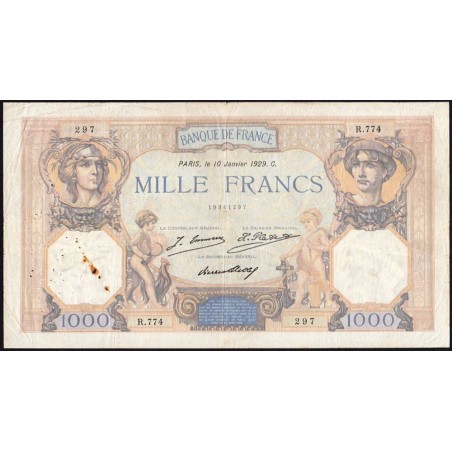 F 37-03 - 10/01/1929 - 1000 francs - Cérès et Mercure - Série R.774 - Etat : TB+
