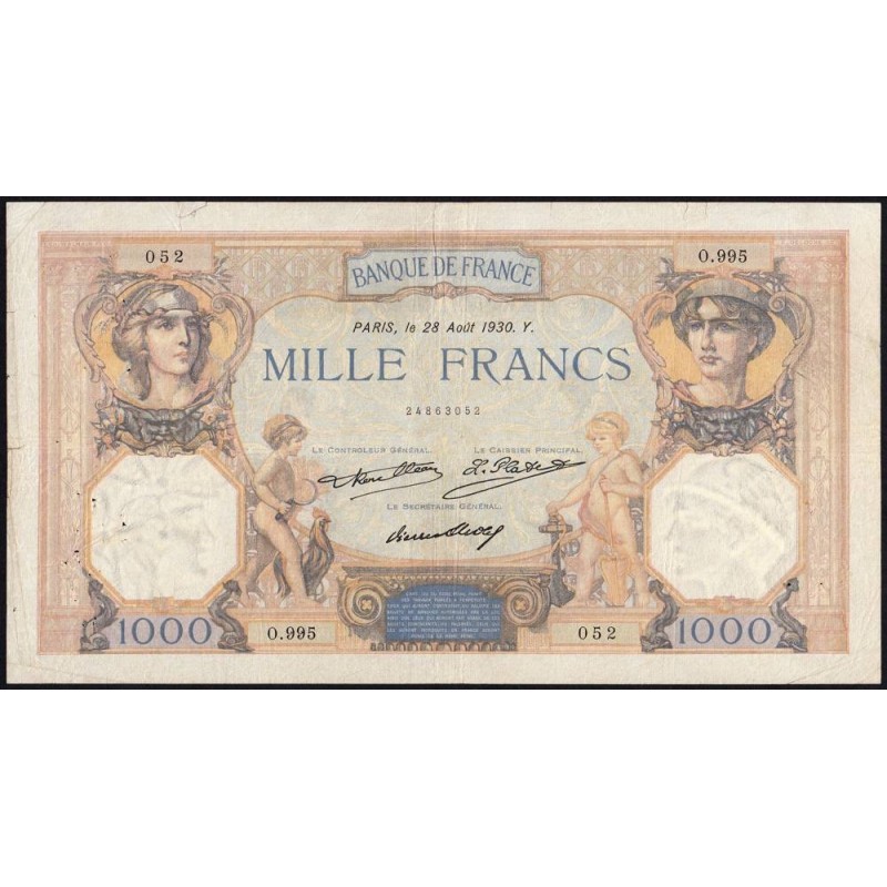 F 37-05 - 28/08/1930 - 1000 francs - Cérès et Mercure - Série O.995 - Etat : TB