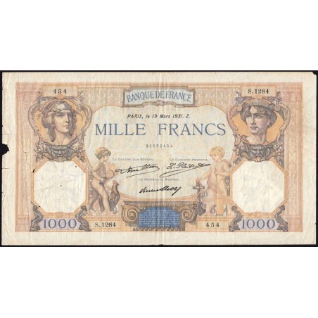 F 37-06 - 19/03/1931 - 1000 francs - Cérès et Mercure - Série S.1284 - Etat : B+
