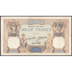 F 37-07 - 21/01/1932 - 1000 francs - Cérès et Mercure - Série T.1730 - Etat : TB